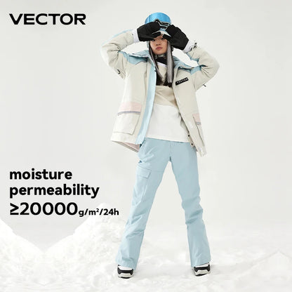 VECTOR Ski Suit Set Women Man Winter Women Jackets and Pants Warm Waterproof Women Jackets Pants Outdoor Ski Bike Camping 2023