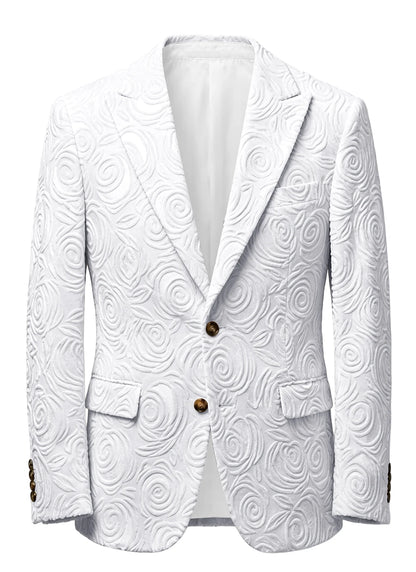 Men's Luxury 3D Embossed Textured Blazer Notch Lapel Jacket 2 buttons Slim Fit Suit Jacket Formal for Business Casual Wedding