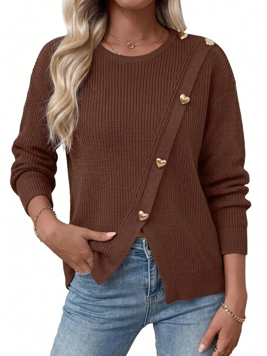 Womens Long Sleeve Sweaters Dressy Casual Knit Pullover Jumper Tops Fashion Clothing Fall Tops, Casual Outfits, Side Split, Cable Knit Crewneck,