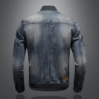 Men's High-Quality Personalized Baseball Collar Jeans Fashion Handsome Trendy Zipper Jacket