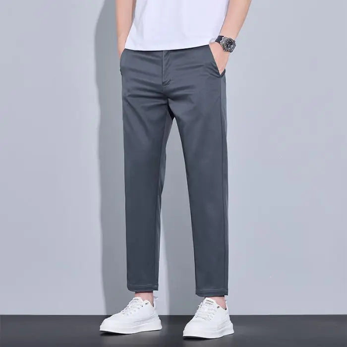2026 New Spring Summer Ankle-Length Pants Men Straight Fit Fashion Thin Brand Clothing Solid Color Casual Trousers Male 28-38