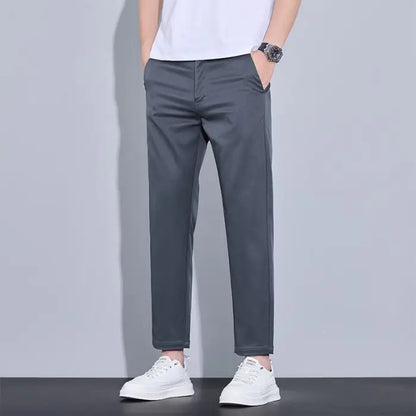 2026 New Spring Summer Ankle-Length Pants Men Straight Fit Fashion Thin Brand Clothing Solid Color Casual Trousers Male 28-38