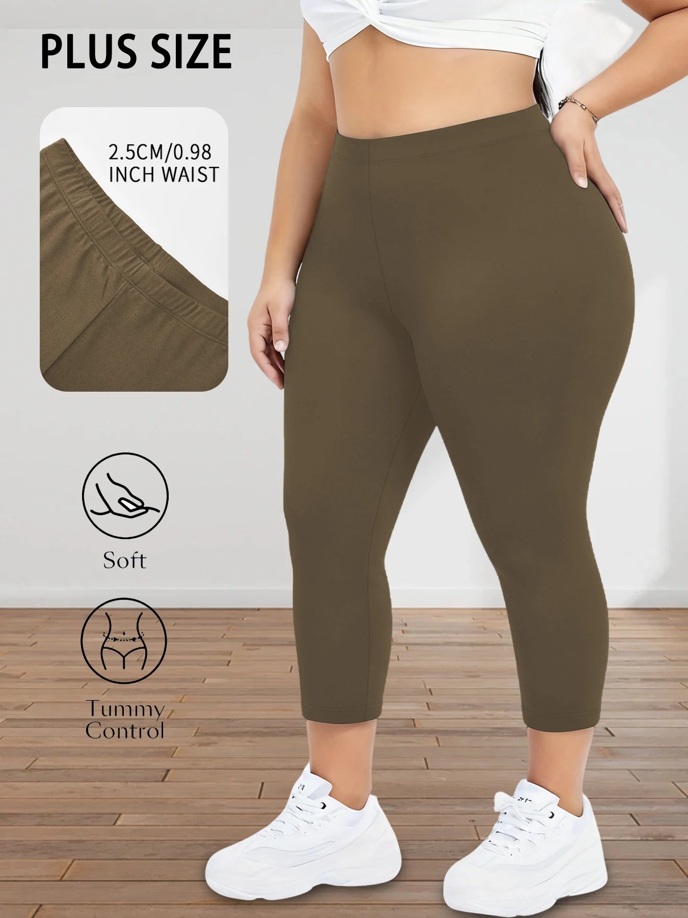 Plus Size Super Soft Capri Pants for Women No See Through Workout Running Yoga Athletic Leggings