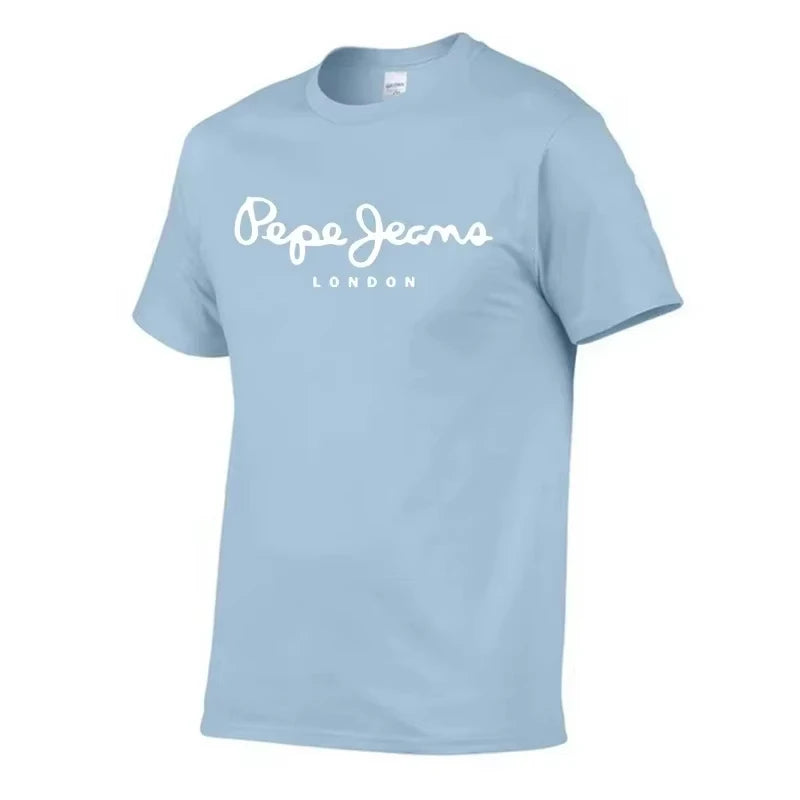 2026 New Pepe Jeans London Logo T-Shirt, Summer Men's Short-Sleeve Trendy Fashionable Pure Cotton Top, Street Style T-Shirt Clot