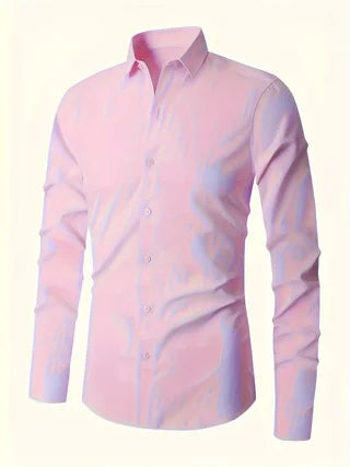 Plus‑size Men's Solid‑Color Business Long‑Sleeve Shirt