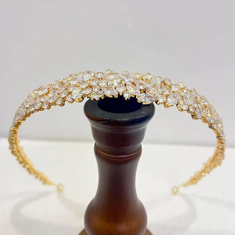 ASNORA Luxury CZ Headbands Silver Color Bridal Crowns Elegant Headwear Wedding Hair Accessories Party Jewelry Bridesmaid Gift