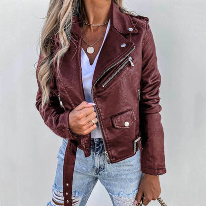 Autumn Winter Jacket Pu Leather Coat Jackets For Women 2022 Locomotive Short Zipper
