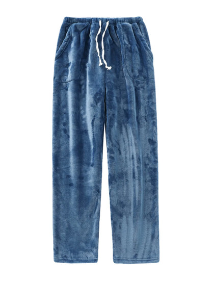 Men's Thickened Flannel Sleep Pants Winter Warm Double-sided Fleece Loose Large Size Long Pants Coral Fleece Home Pants Outdo...