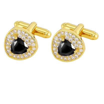 Men Luxury Vintage Metal Cufflinks Zircon Cuffs French Square Buckle Shirt Crystal Copper Cuffs