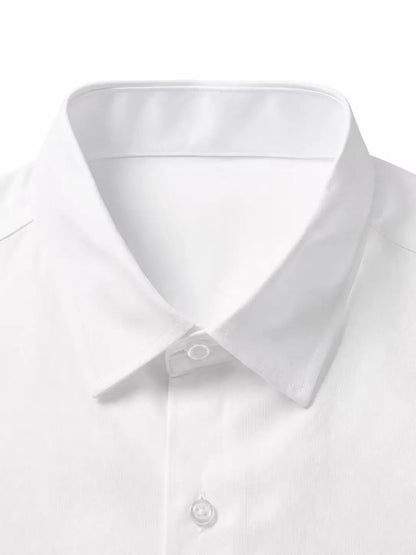 Plus‑size Men's Solid‑Color Business Long‑Sleeve Shirt