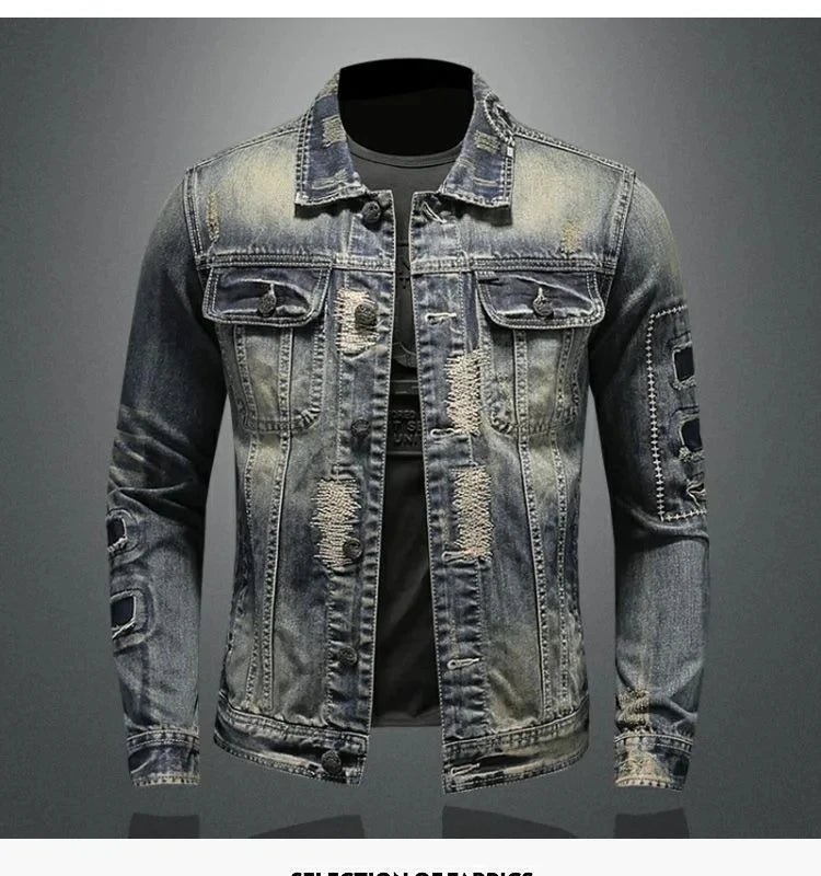 2026 winter denim jacket male Fashion Trench Coat Trend Jacket Men's Casual jackts men classic style denim Coat men full M-4XL