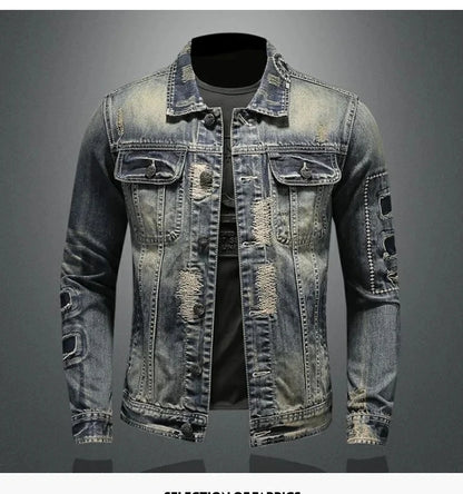 2026 winter denim jacket male Fashion Trench Coat Trend Jacket Men's Casual jackts men classic style denim Coat men full M-4XL