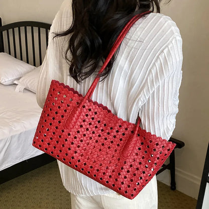 Fashion woman shoulder bags for women 2026 brand luxury designer bag female totes purses ladies woven shoulder handbag summer