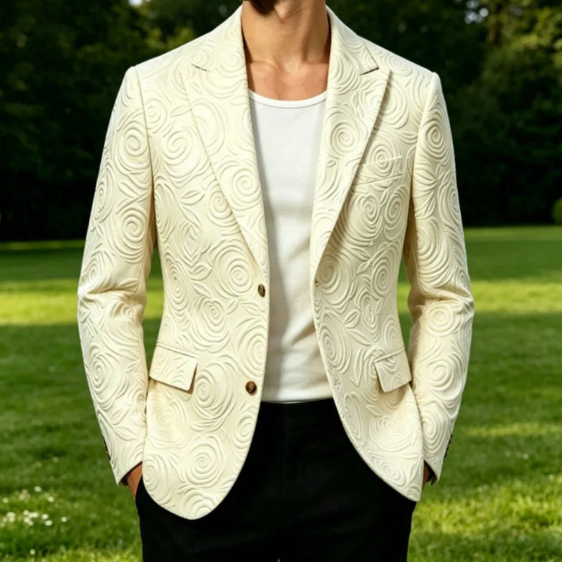 Men's Luxury 3D Embossed Textured Blazer Notch Lapel Jacket 2 buttons Slim Fit Suit Jacket Formal for Business Casual Wedding