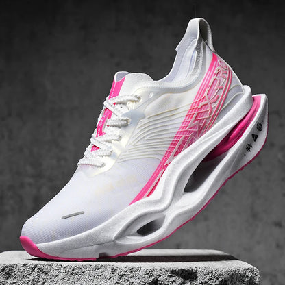 Couple Carbon Plate Running Shoes Ultra-Light Breathable Anti-Slip Sport Shoes Shock Absorption Wear Resistant Casual Sneakers