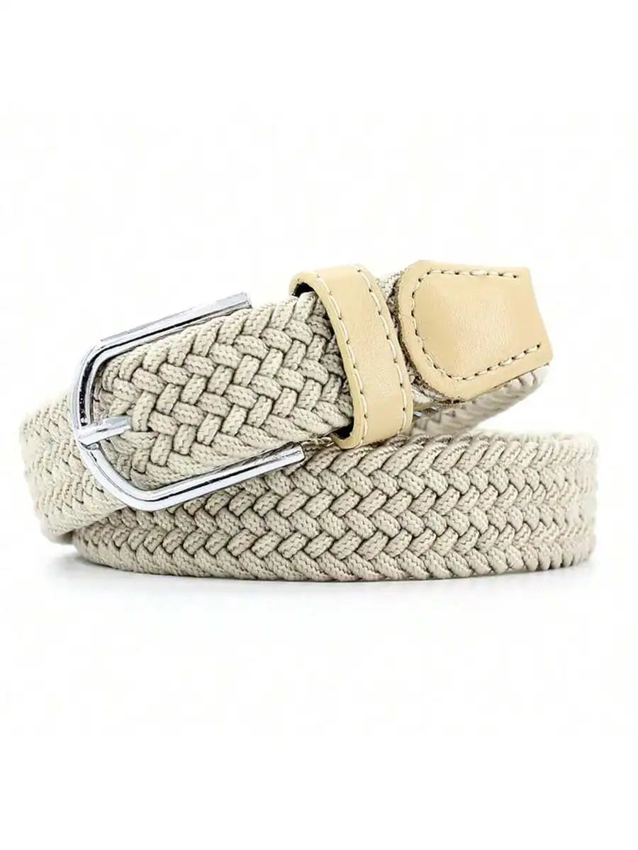 Fashionable Elastic Woven Belt With Stretchable Buckle, Unisex Students All-Match Accessory Belt For Women Summer, School Fall,
