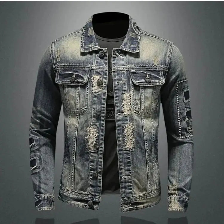 2026 winter denim jacket male Fashion Trench Coat Trend Jacket Men's Casual jackts men classic style denim Coat men full M-4XL
