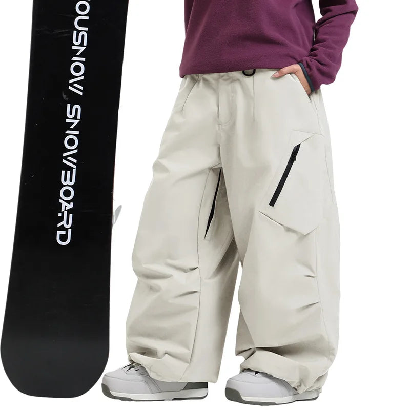 Gsou Snow Men's Women's Snowboard Pants Waterproof Windproof Ski Trousers Thermal Winter Workwear Loose Fit Outdoor Sportswear