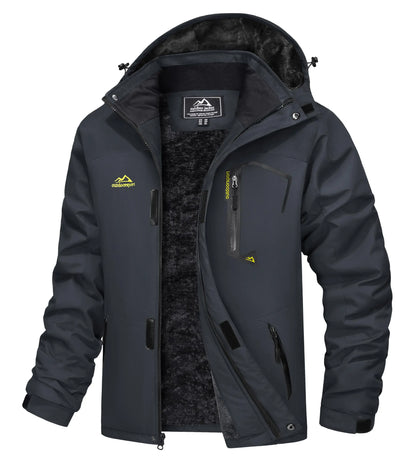 Men's Water-Resistant Ski Jacket Winter Fleece Lined Snow Coat Warm Windproof Outdoor Jacket