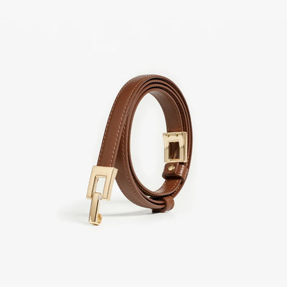 BEAUTODAY Brown Belts Women Genuine Leather Solid Slender Ladies Designer Jeans Dress Brand Accessories Waistband 91092