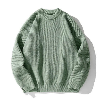 TFETTERS Brand Black Knitwear for Men Baggy 2026 Winter New Polyester Japan Sweaters Male Retro O Neck Classics Couples Clothing