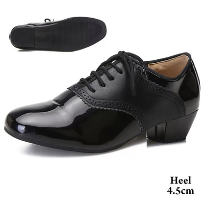 Men Latin Dance Shoes For Rumba Waltz Ballroom Party Salsa Tango Modern Dance Shoes Patent/Matte Leather Boy's Dance Sneaker