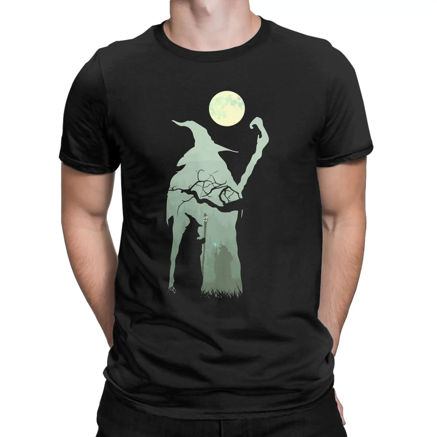 Novelty Into the Forest Tshirts Men Cotton Short Sleeve L-Lords Of The R-Rings Gandalf Wizard Hobbit Crewneck Summer Clothing