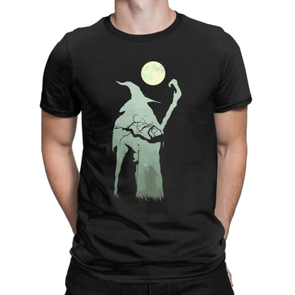 Novelty Into the Forest Tshirts Men Cotton Short Sleeve L-Lords Of The R-Rings Gandalf Wizard Hobbit Crewneck Summer Clothing
