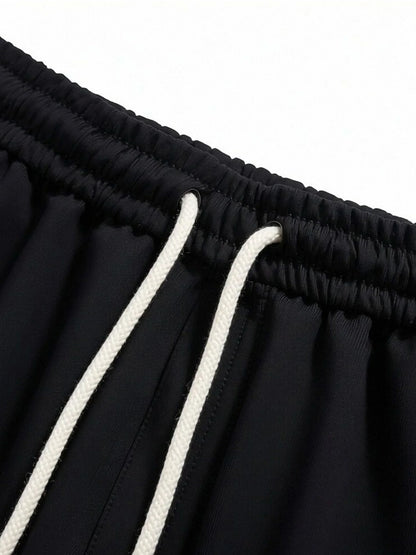 3-piece men's shorts, summer solid color drawstring waist
