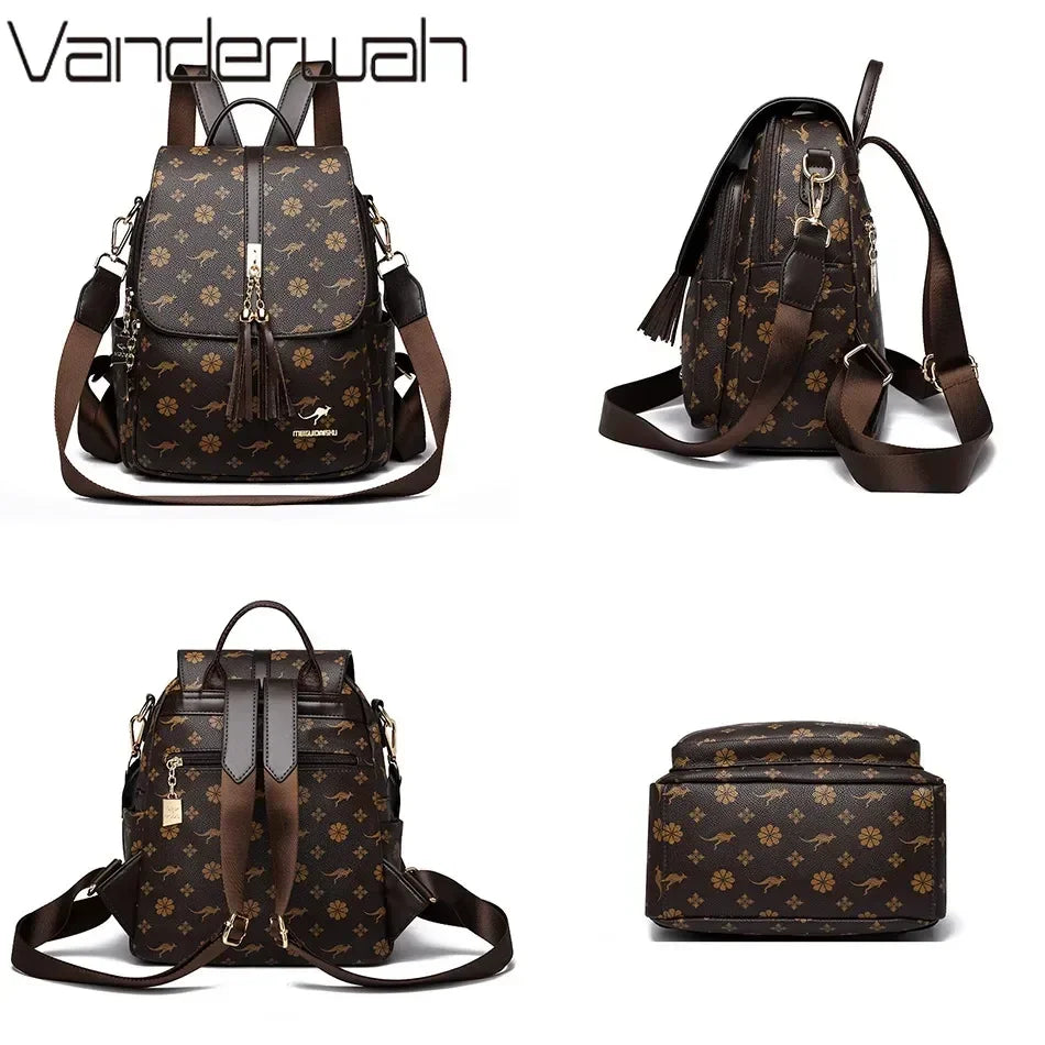 Ladies Backpack Designer High Quality Leather Women Bag Luxury Fashion Printing Large Capacity Backpacks Sac