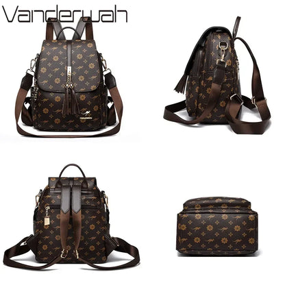 Ladies Backpack Designer High Quality Leather Women Bag Luxury Fashion Printing Large Capacity Backpacks Sac