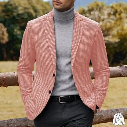 Men's Casual Blazer Houndstooth Wool Blend Suit Jacket Notched Lapel Slim Fit Business Formal Dress Sport Coat Outerwear
