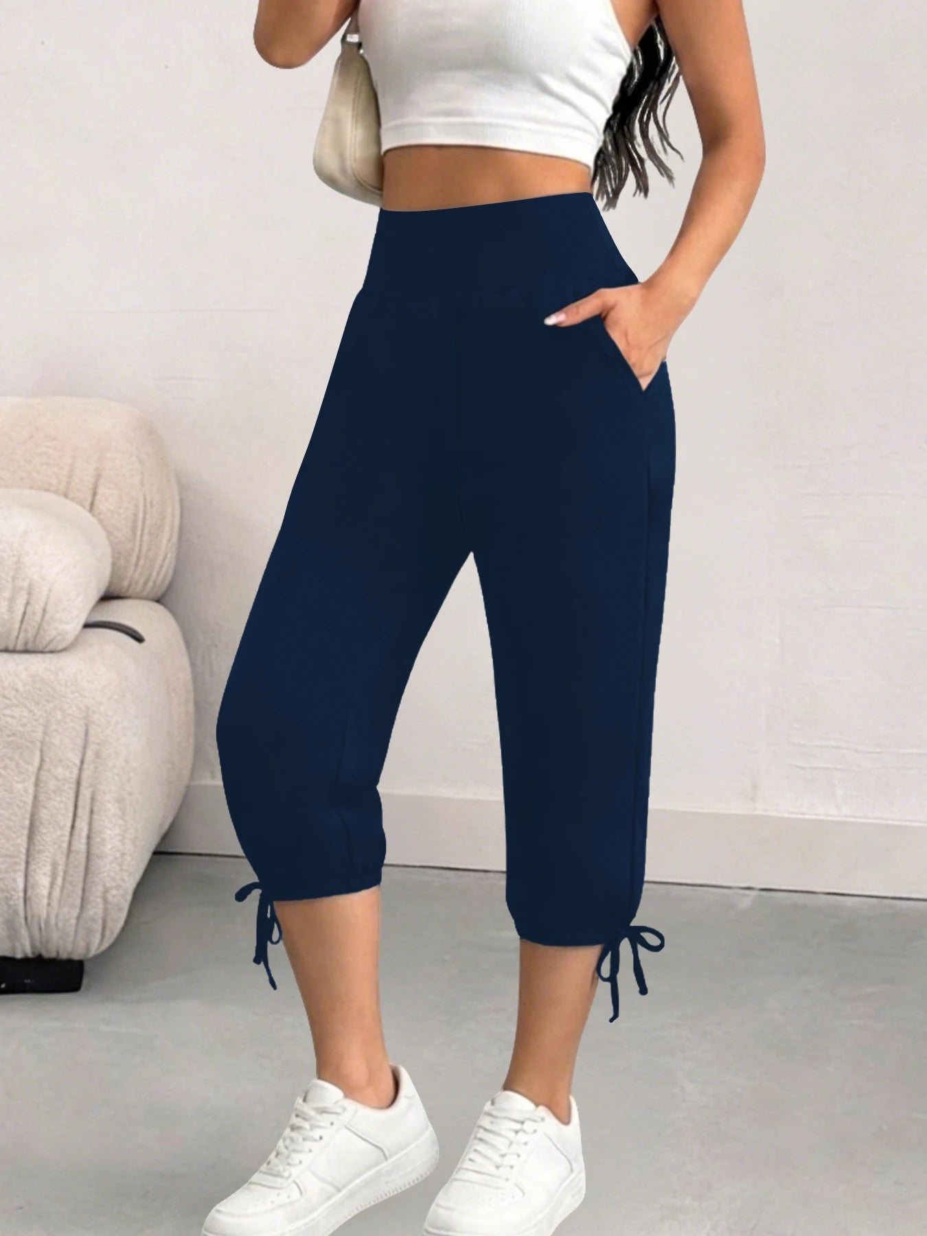 Womens Yoga Pants Capri Loose Workout Sweatpants Comfy Lounge Joggers with Pockets