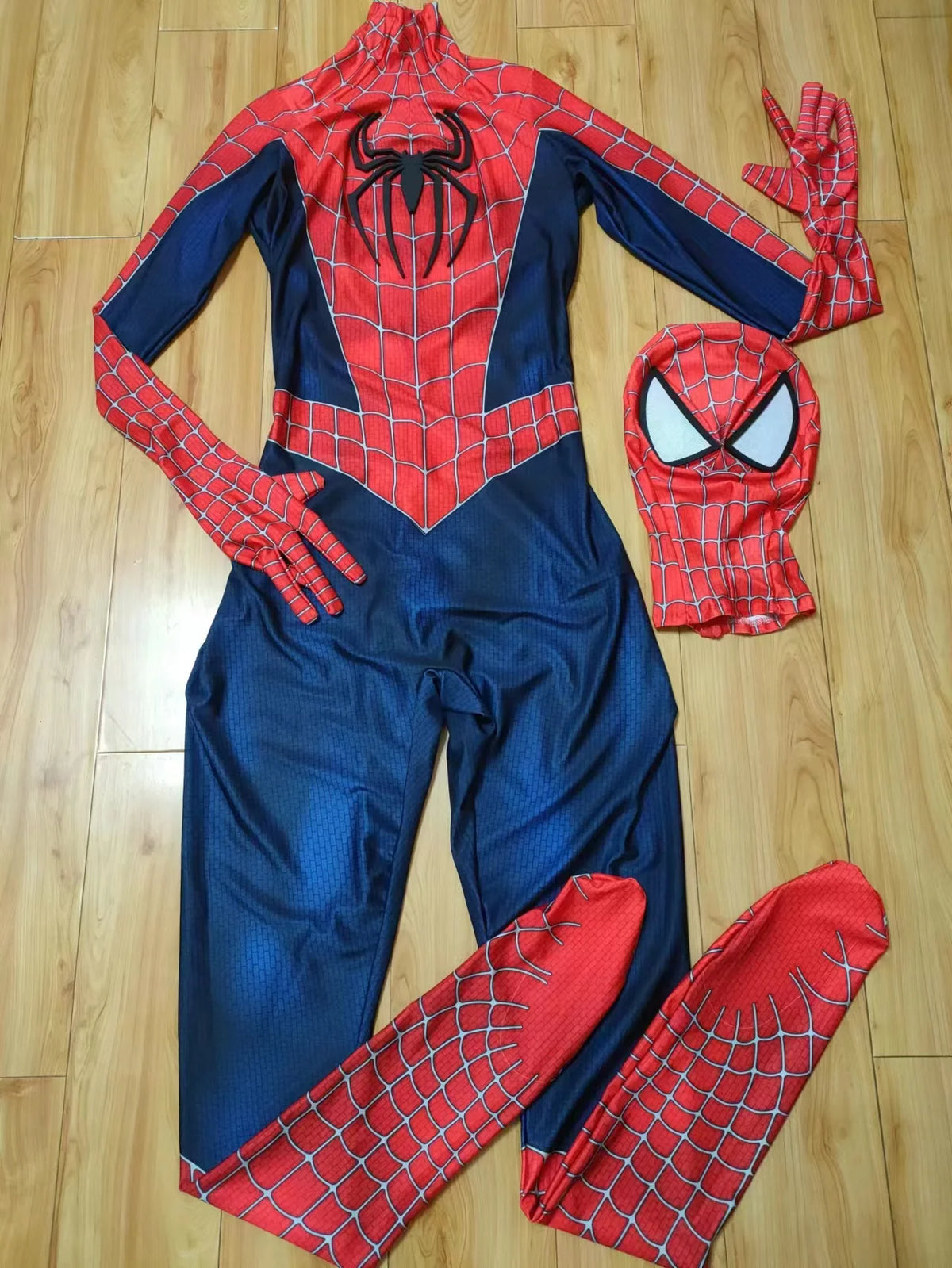 Maguire Raimi SM Cosplay 3D LOGO Spidey Costume Superhero Zentai Bodysuit Spandex Halloween Costume Disfraces Adult