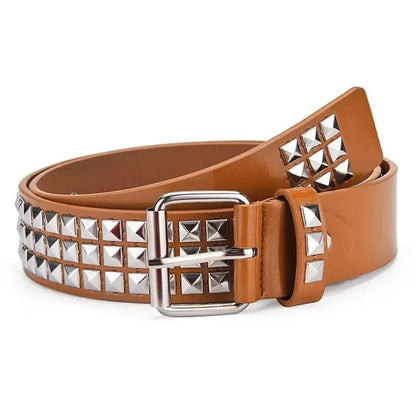 Fashion New Square Bead Rivet Belt Metal Pyramid Belt Men and Women Punk Hardware Jeans Belt Y2K Belt Designer Belt Women's Bel