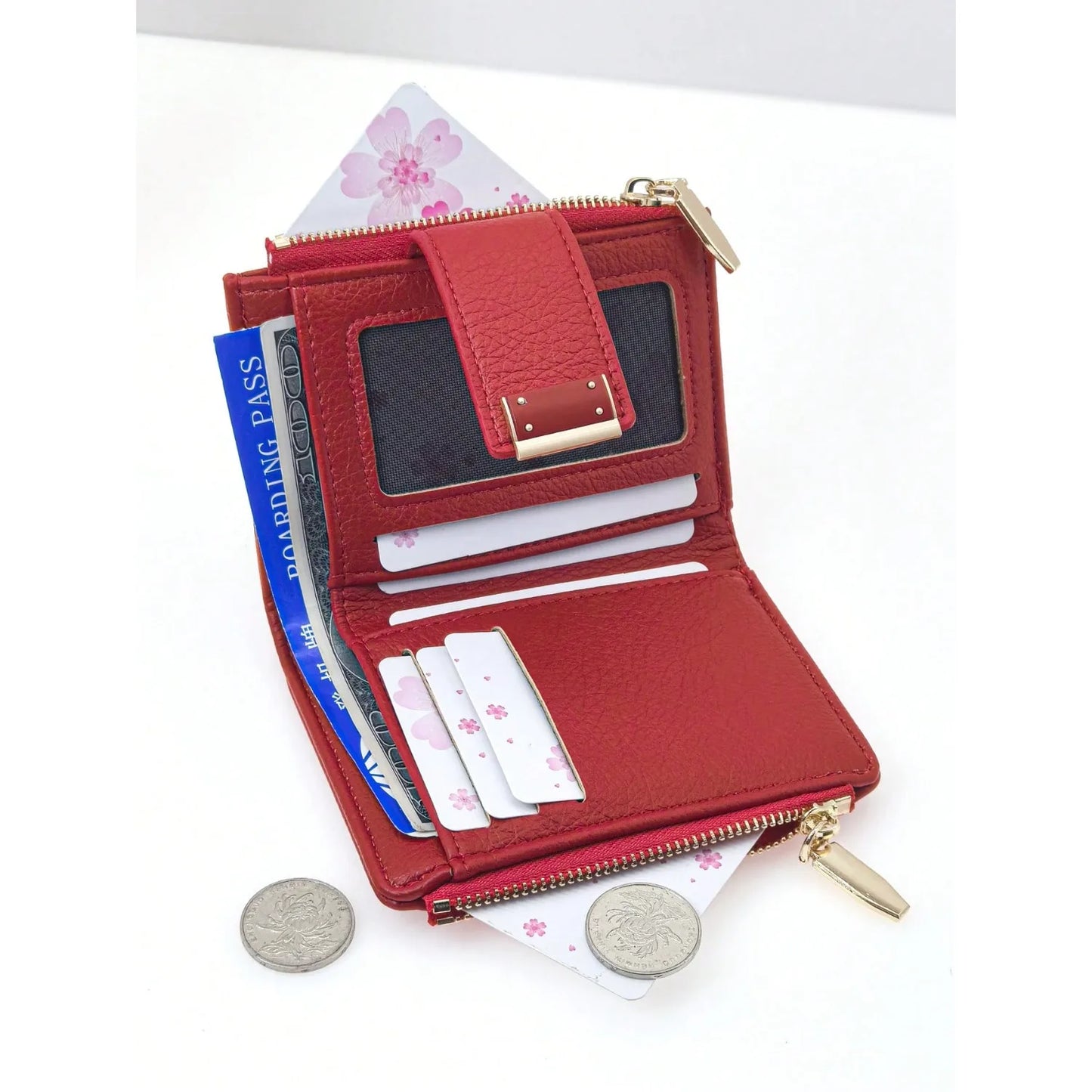 New Women Short Wallet Delicate Soft PU Bifold Zipper Coin Card Holder Minimalist & Lightweight Design Wallet For Cards Card