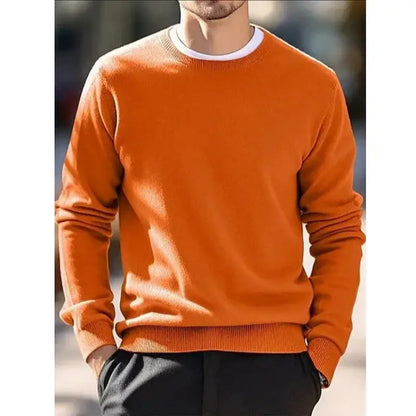 Round neck wool sweater for men, pullover, simple and stylish, loose and oversized, turtleneck, solid color top.