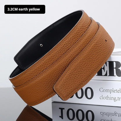 Luxury Belt Ultra-Thin Pointed Belt Headless Men And Women First Layer Cowhide H Buckle Replacement Belt Buckleless 3.2/3.8cm