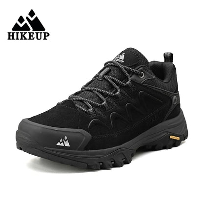 HIKEUP Leather Men Shoes for Men's Casual Shoes Fashion Waterproof Winter Luxury Designer Brand Work Boots Man Non-slip Sneakers