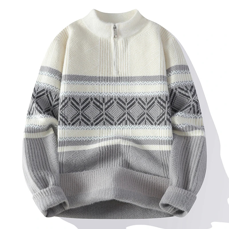 Men's Fashion stripe pattern Sweaters 2024 Autumn/Winter Loose Knittwear Men sweater youth Thick Warm wool pullovers M-4XL ﻿