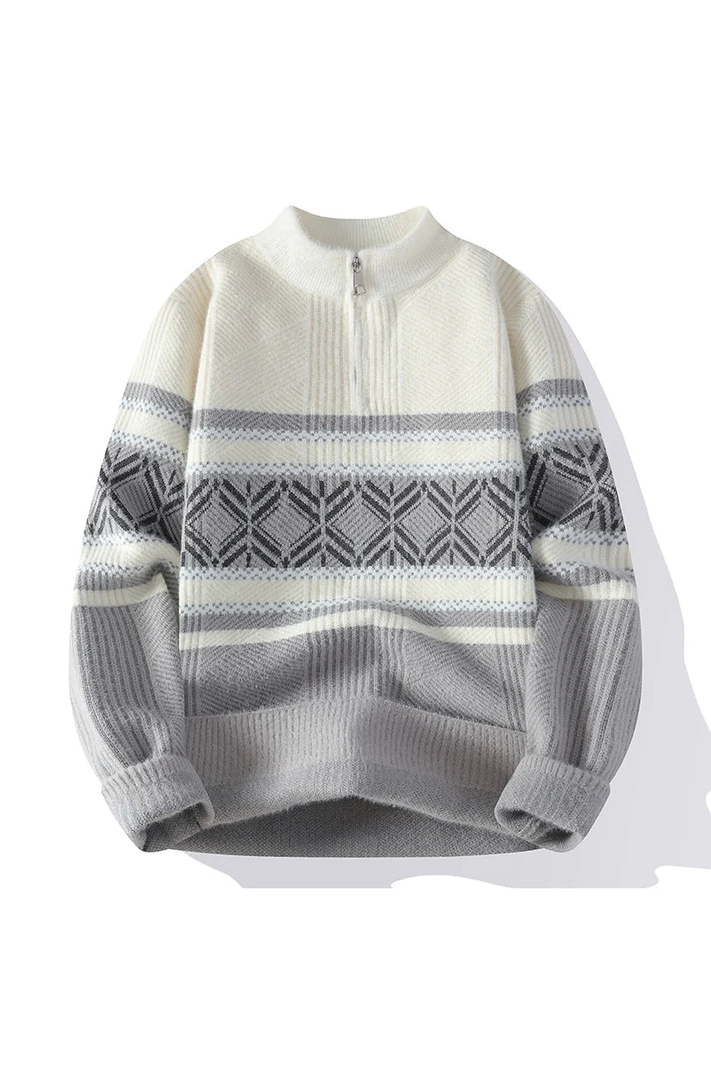 Men's Fashion stripe pattern Sweaters 2024 Autumn/Winter Loose Knittwear Men sweater youth Thick Warm wool pullovers M-4XL ﻿