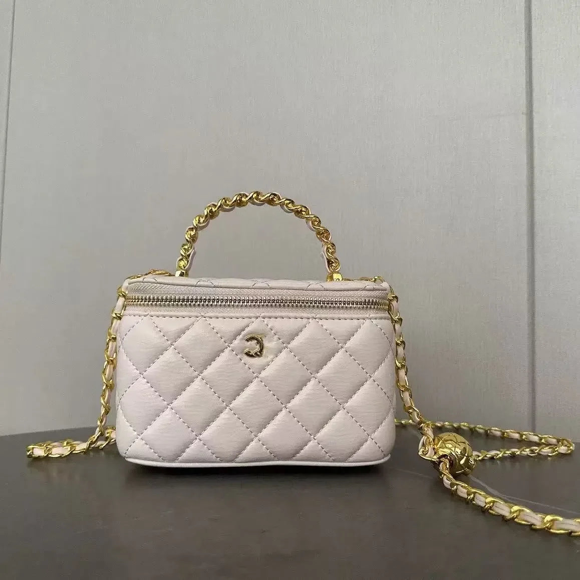 Channeled Bag Women designer makeup bag High Quality Sheepskin Diamond Lattice Handle Vanity Box Tote Bags Crossbody Shoulder Co