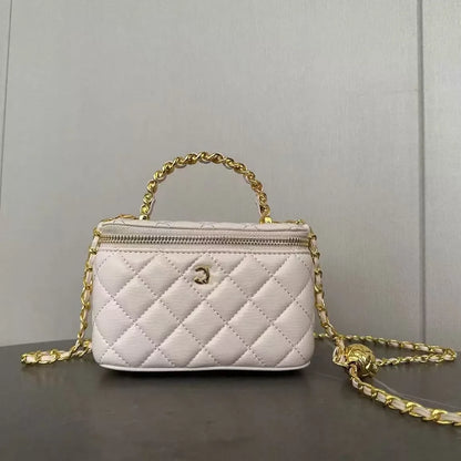 Channeled Bag Women designer makeup bag High Quality Sheepskin Diamond Lattice Handle Vanity Box Tote Bags Crossbody Shoulder Co