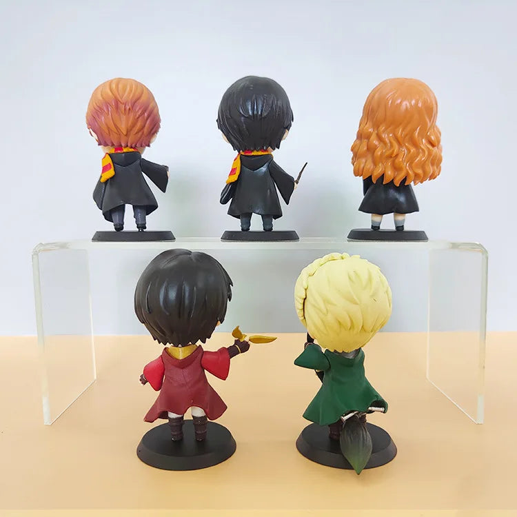 5 Pcs/Set 9.5-10cm Harry Potter Figure Anime Periphery Q Version Hermione Ron Malfoy Model Car Cake Decorations Toys Gifts