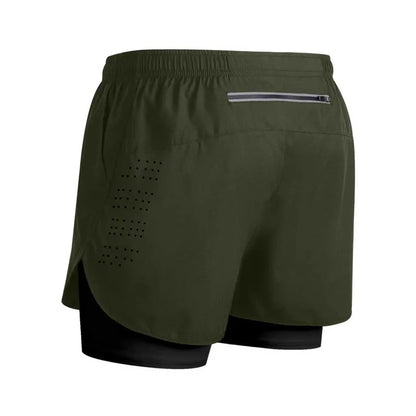 Summer Men's Reflective Running Shorts Fitness Quick Drying Double-Layer Shorts Men's Exercise Training Bodybuilding Shorts
