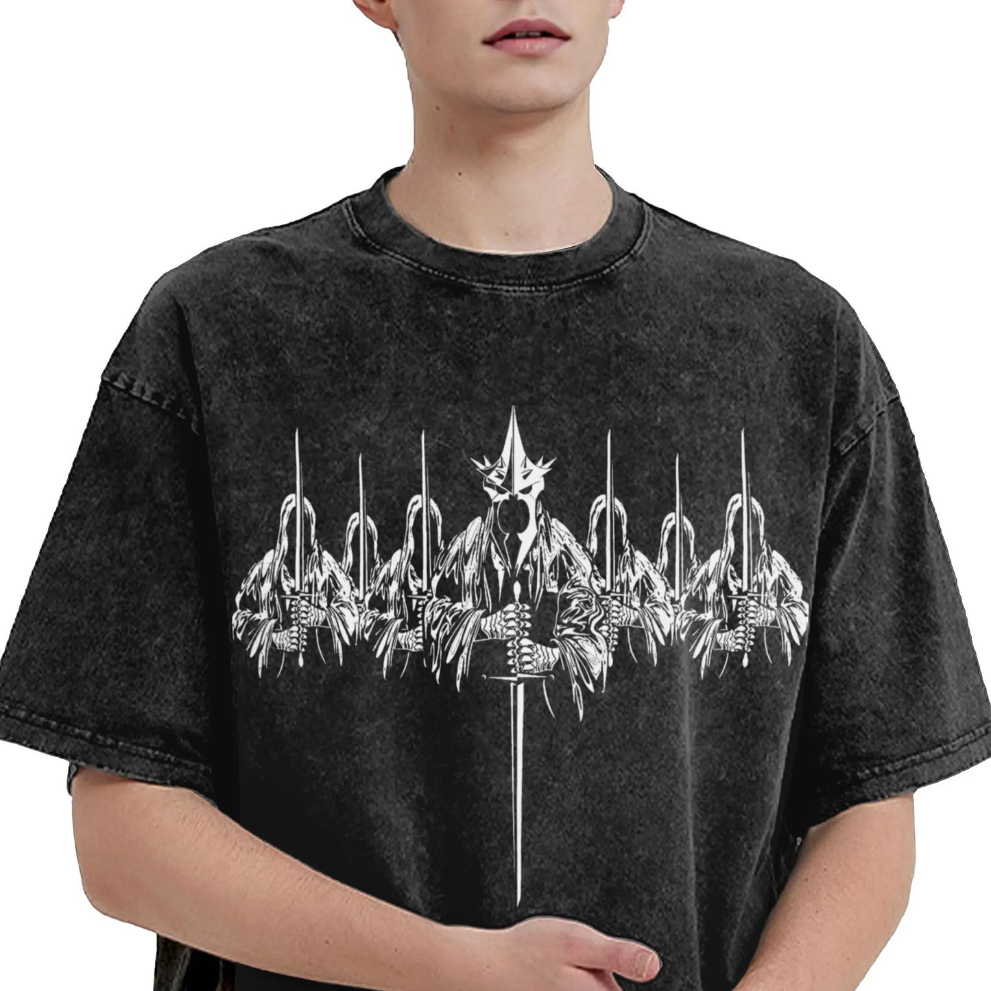 Washed T Shirts 7 Kings Mordor L-Lords Of The R-Rings Hip Hop Novelty T-Shirts