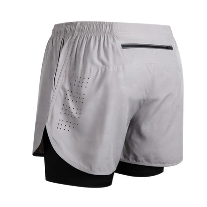 Summer Men's Reflective Running Shorts Fitness Quick Drying Double-Layer Shorts Men's Exercise Training Bodybuilding Shorts
