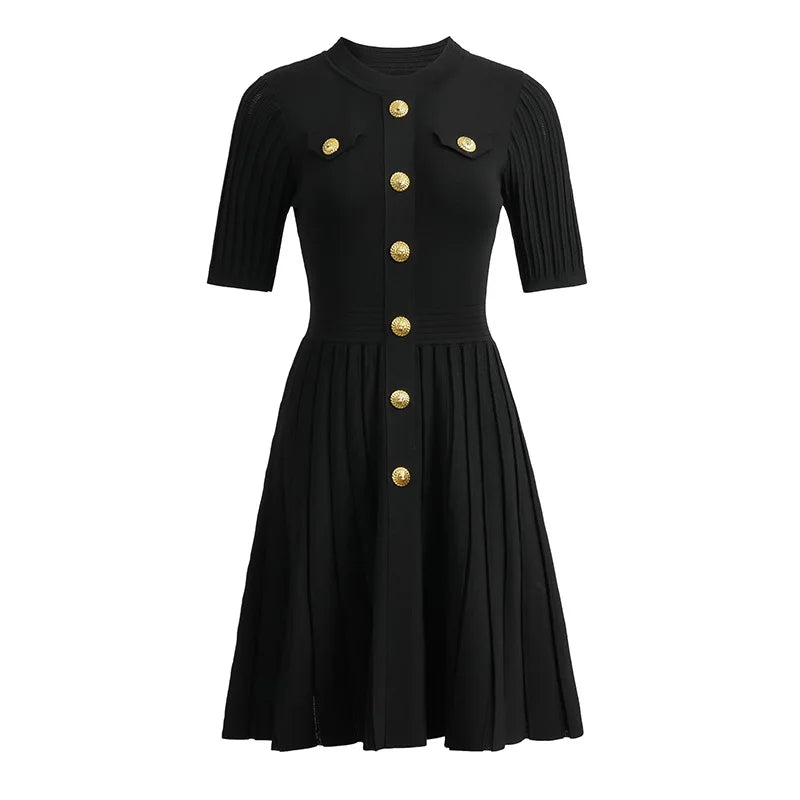 ZJYT New Summer 2026 Fashion Knit Dresses for Women Elegant Short Sleeve Beige Black Casual Daily Party Aline Dress Vestidos