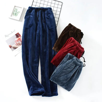 Fall/Winter Thickened Flannel Pajamas Men's Thick Coral Fleece Loose Large-Size