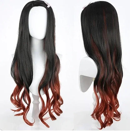Anime Nezuko Cosplay Kamado Nezuko Cosplay Costume Nezuko Wig Uniform with Props for Adult